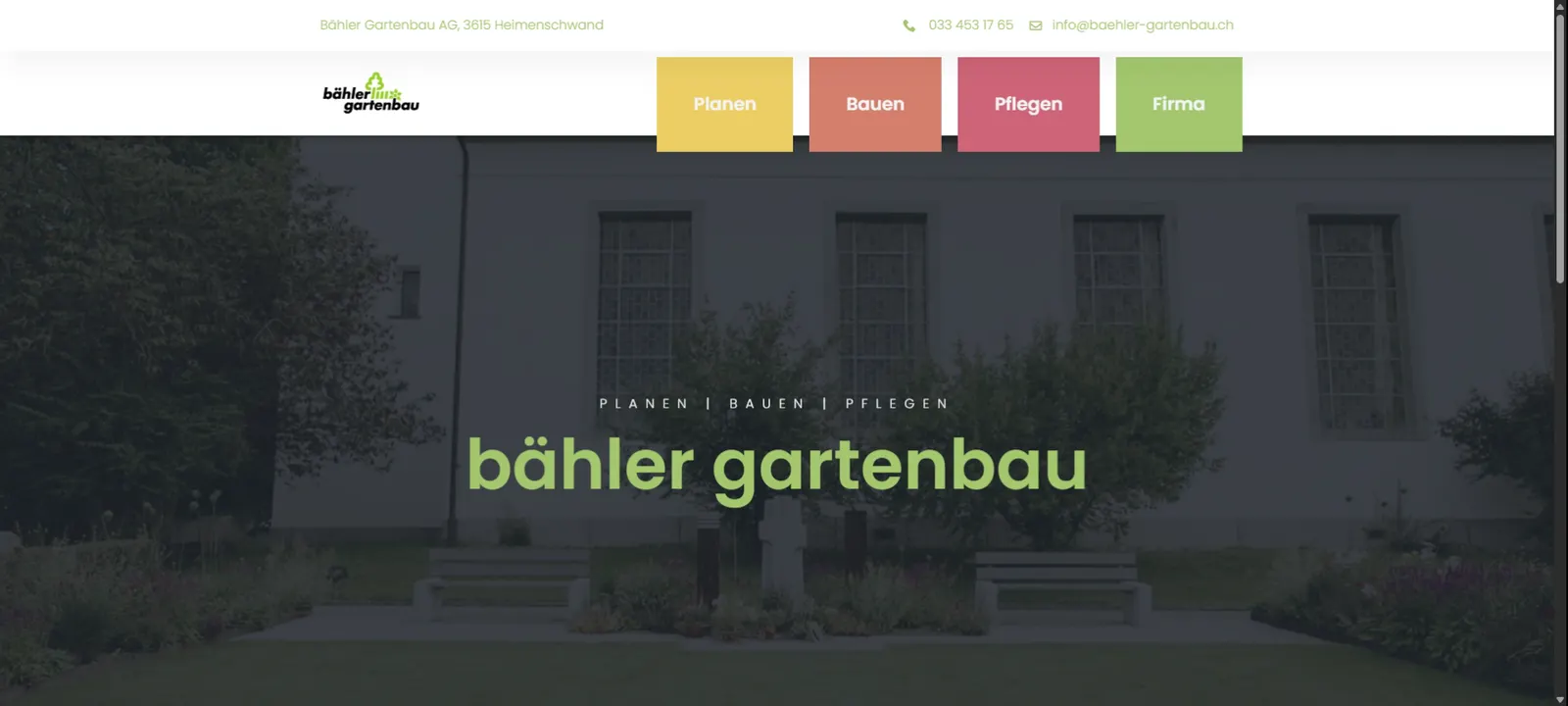 Screenshot von Bähler Gartenbau AG