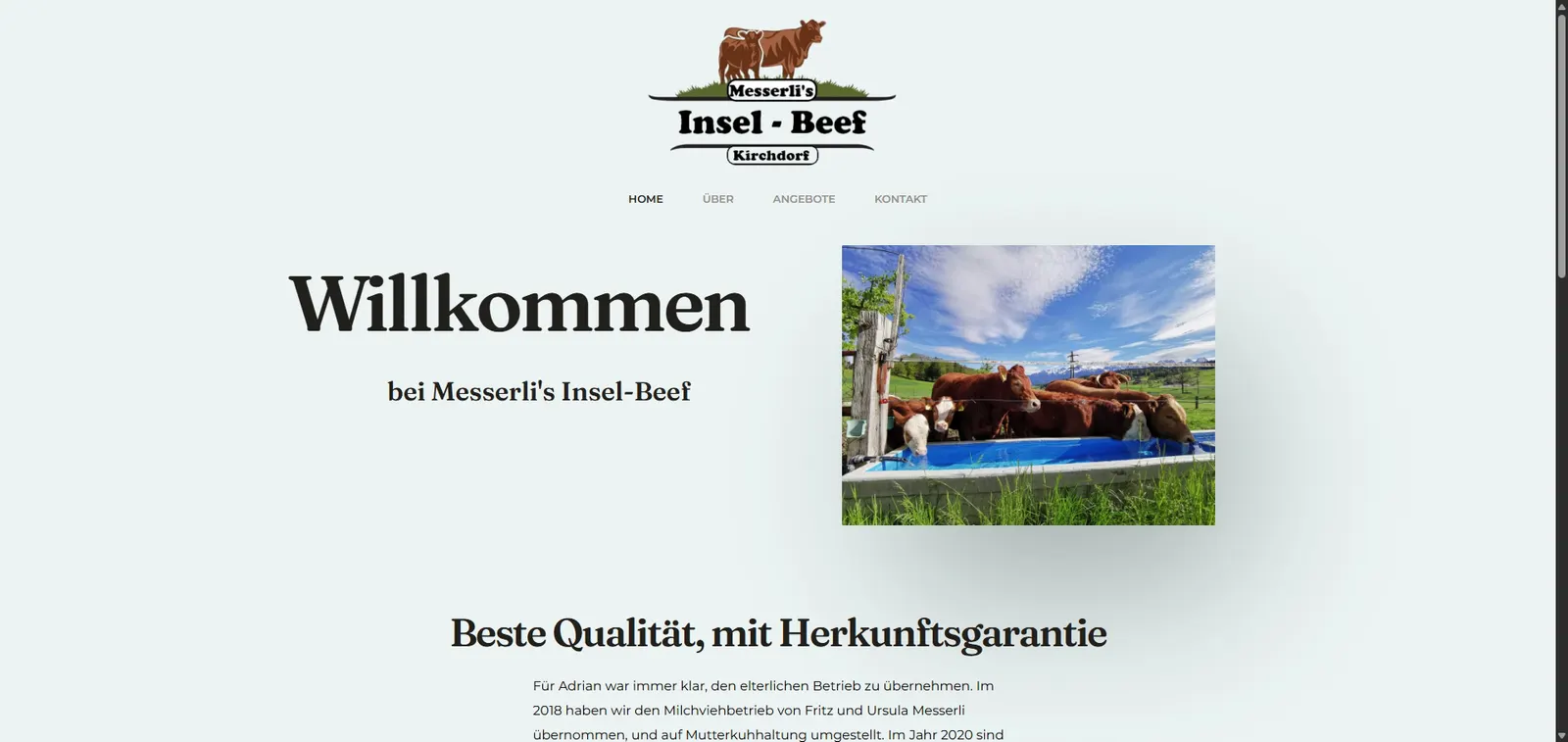 Webseite Messerli's Insel-Beef