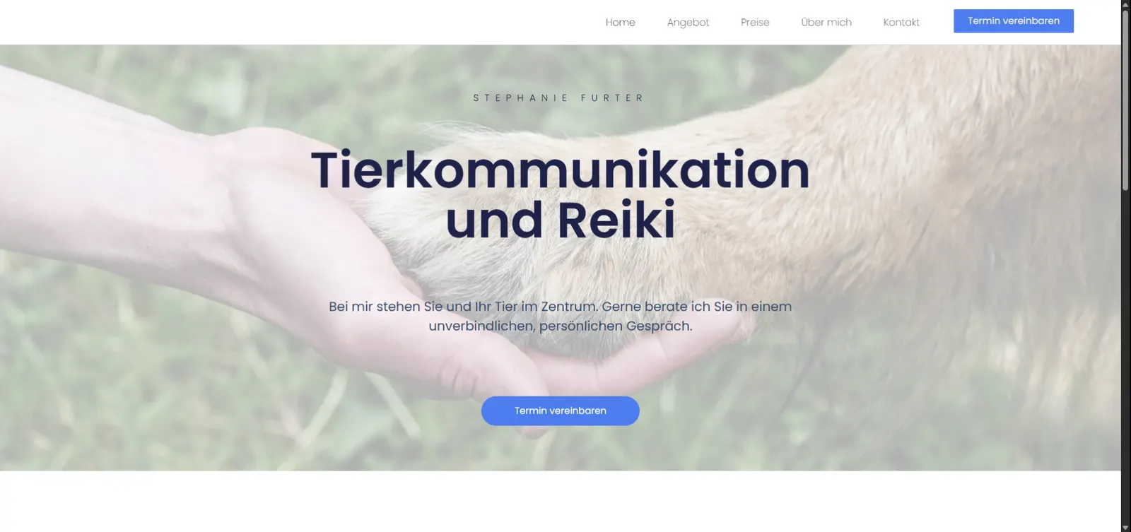 Screenshot von Tierkommunikation Stephanie Furter